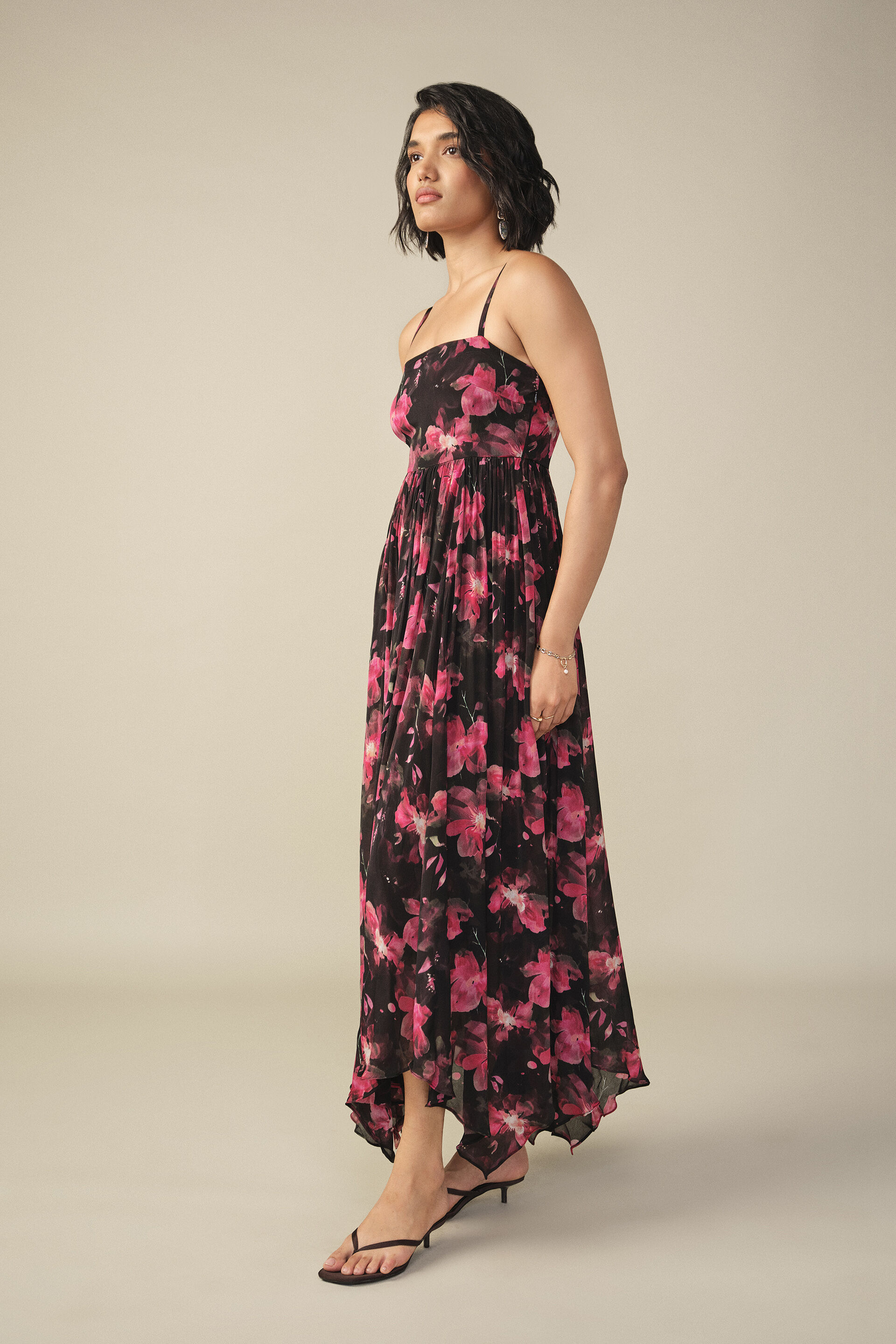 Floral Print Maxi Dress in Red, Red, image 5